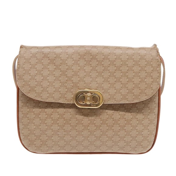 CELINE Macadam Canvas Shoulder Bag Beige Gold Auth 92094 - Picture 13 of 16